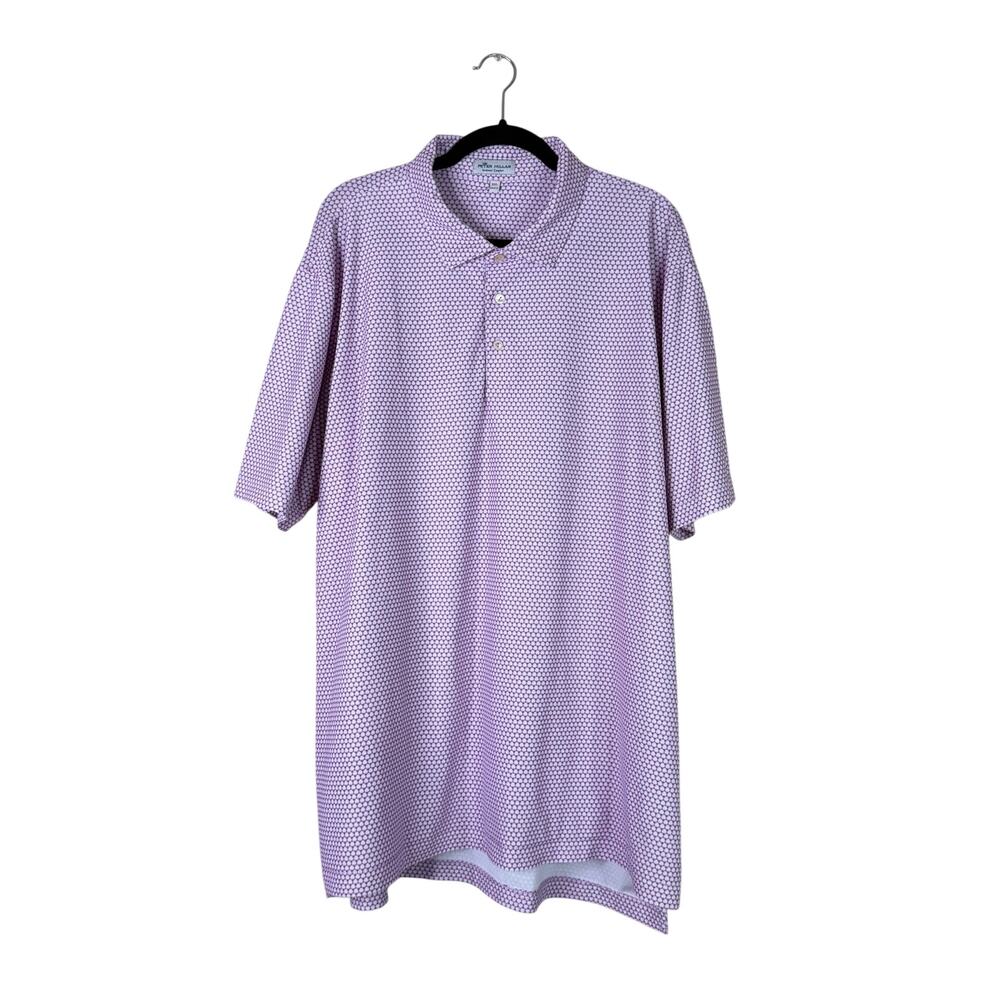 Peter Millar | Men’s Summer Comfort Magenta White Polkadot Short Sleeve Polo XXL